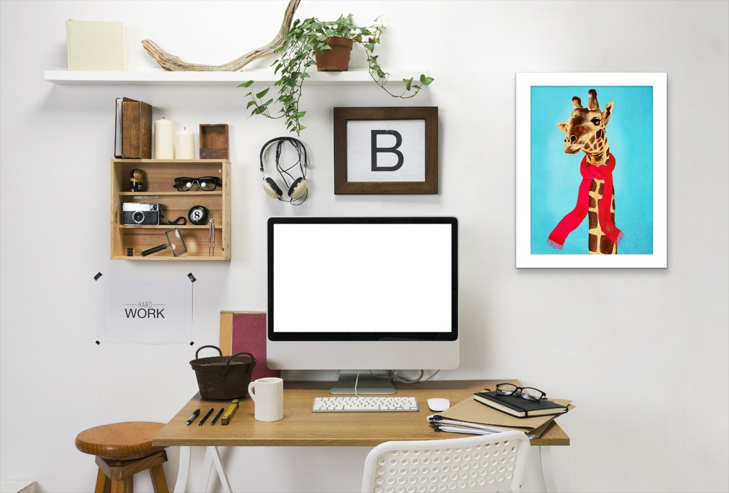 Giraffe In Winter By Coco De Paris - Framed Print - Americanflat