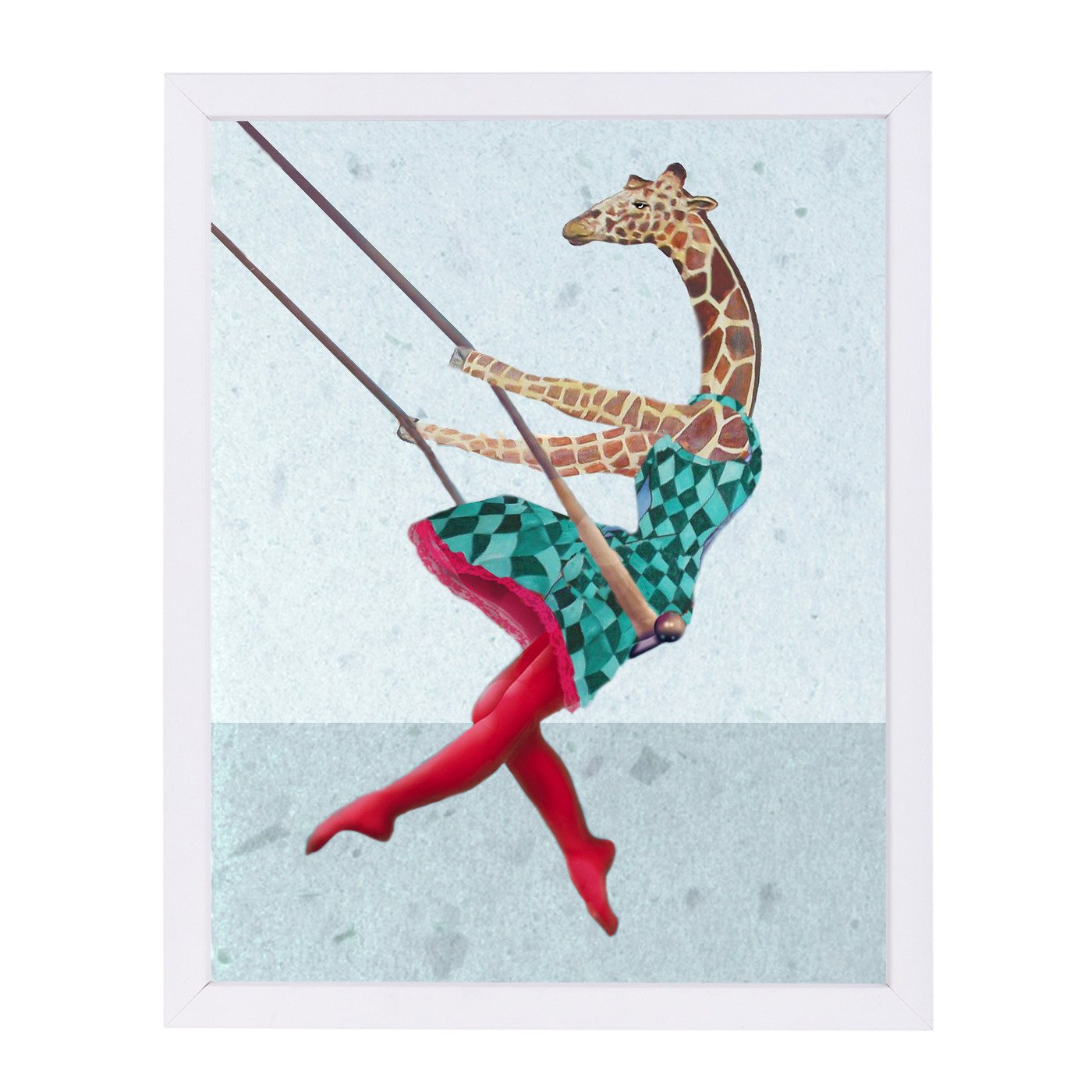 Giraffe On A Swing Right By Coco De Paris - Framed Print - Americanflat
