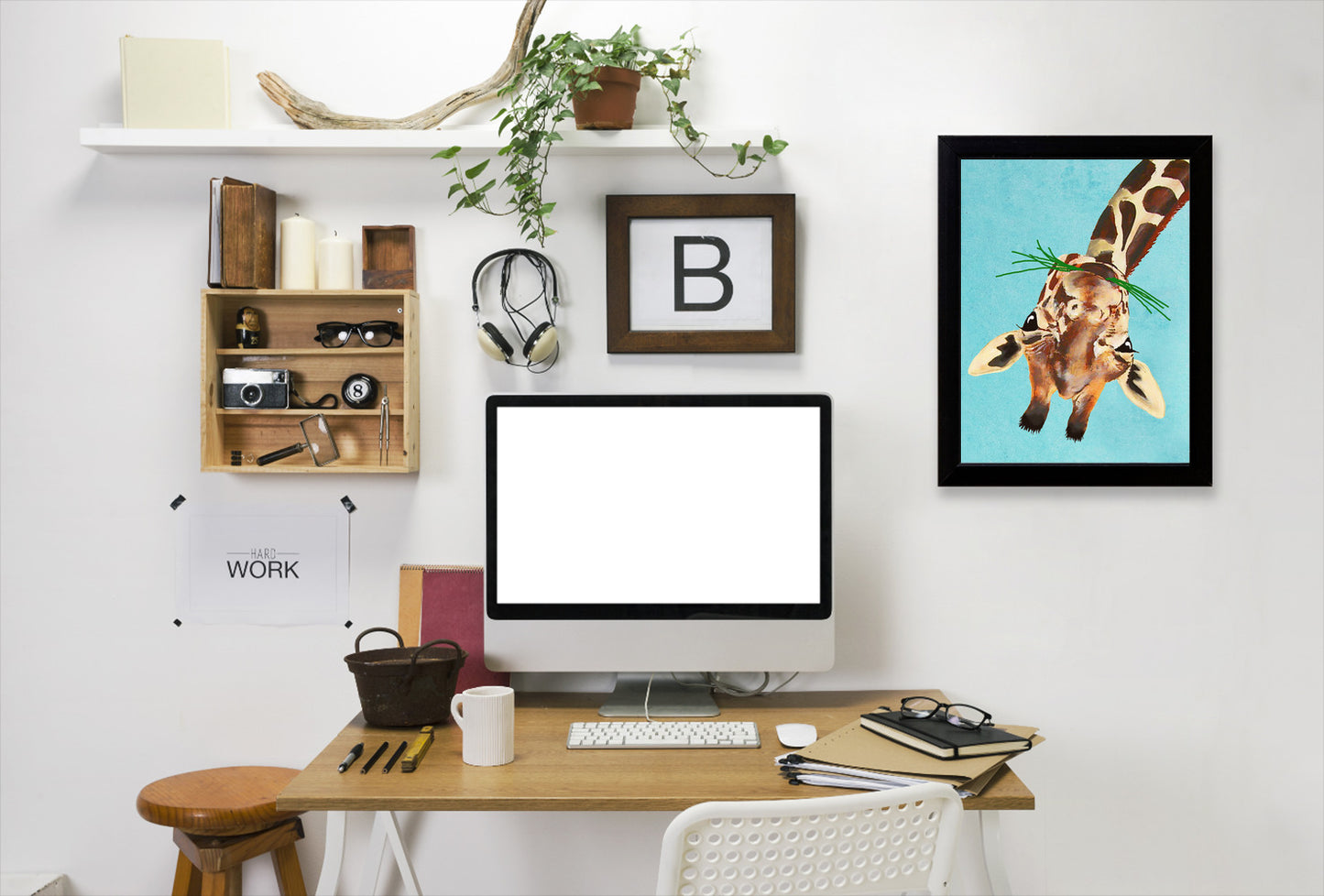 Giraffe Upside Down By Coco De Paris - Black Framed Print - Wall Art - Americanflat
