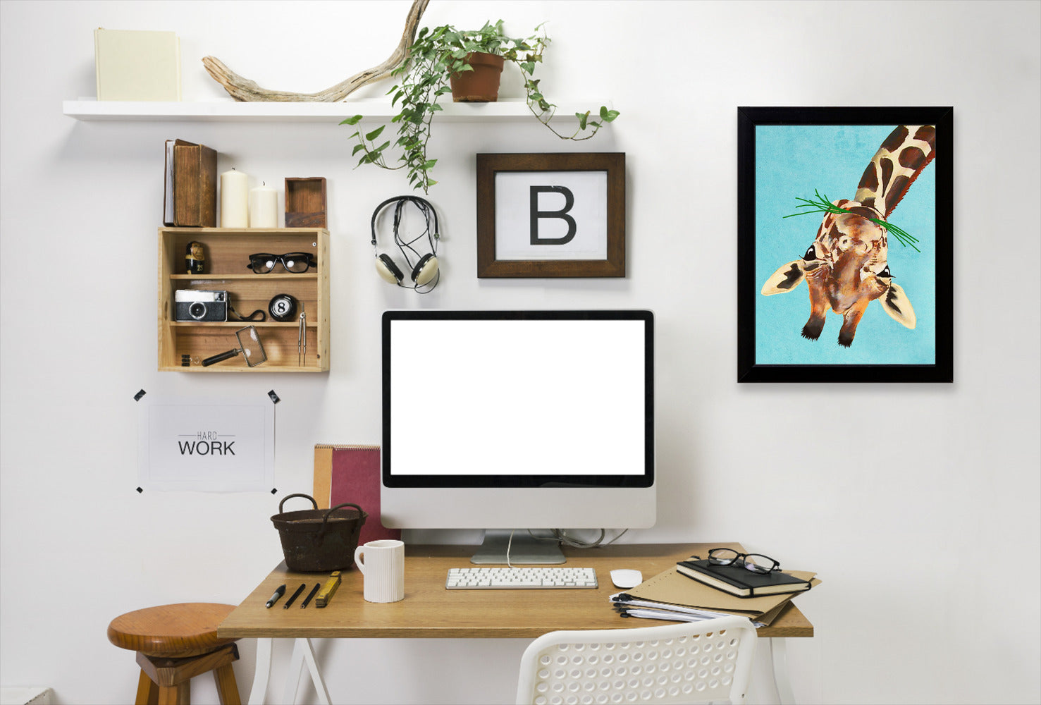 Giraffe Upside Down By Coco De Paris - Black Framed Print - Wall Art - Americanflat