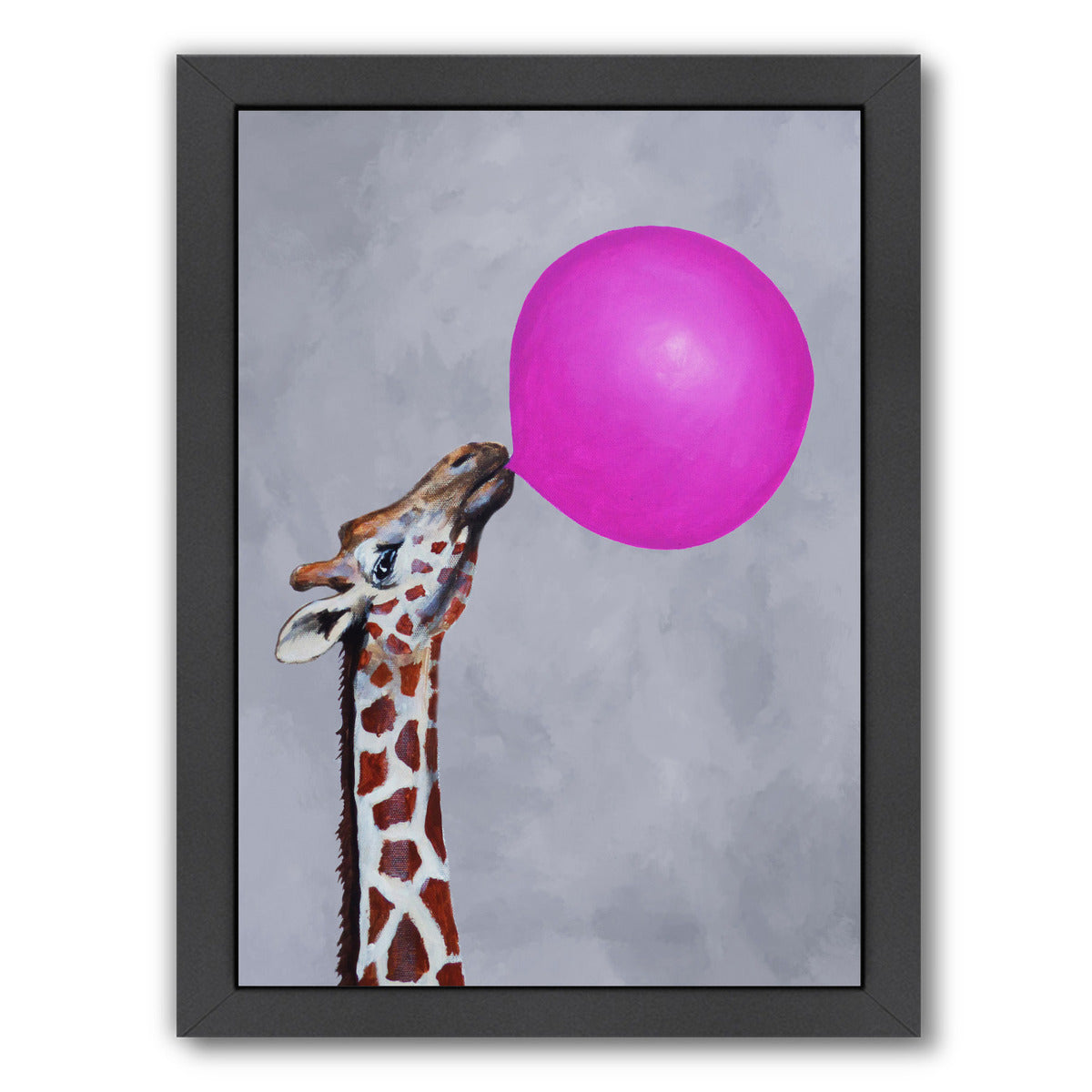 Giraffe With Bubblegum By Coco De Paris - Black Framed Print - Wall Art - Americanflat