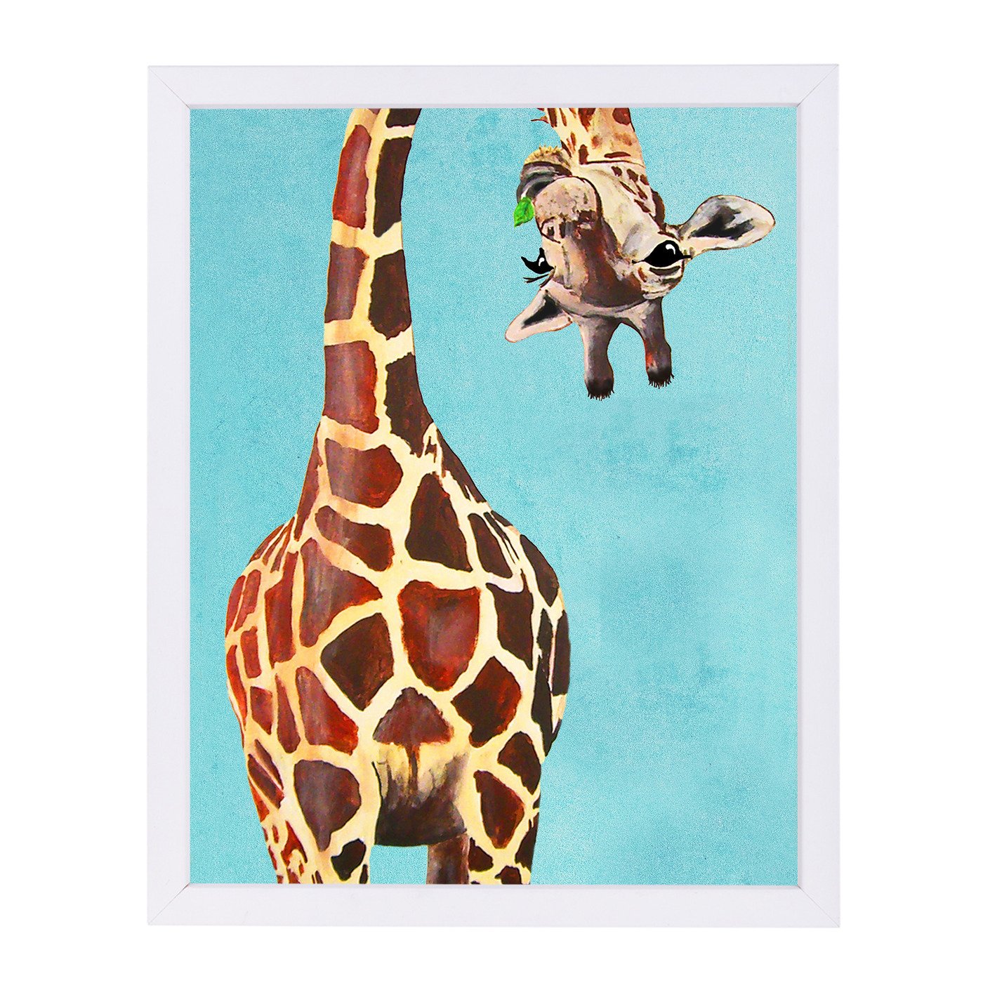 Giraffe With Green Leave By Coco De Paris - Framed Print - Americanflat