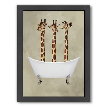 Giraffes In Bathtub By Coco De Paris - Black Framed Print - Wall Art - Americanflat