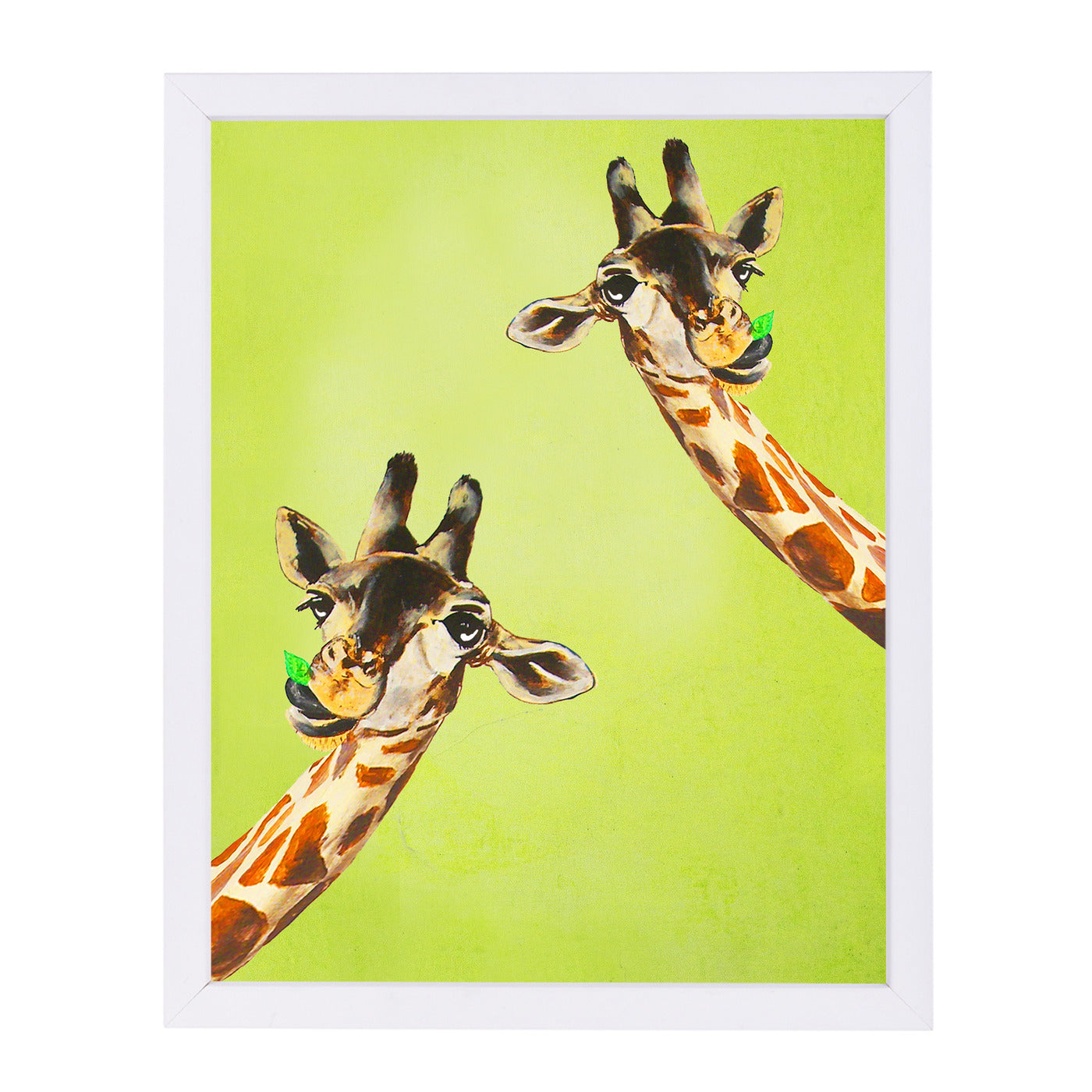 Giraffes Looking To You By Coco De Paris - White Framed Print - Wall Art - Americanflat