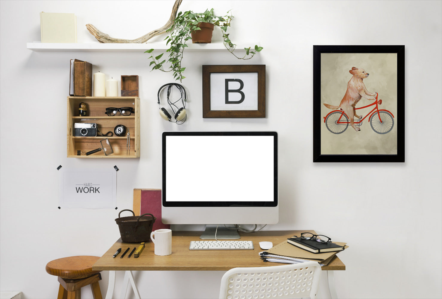 Golden Retriever On Bicycle By Coco De Paris - Black Framed Print - Wall Art - Americanflat
