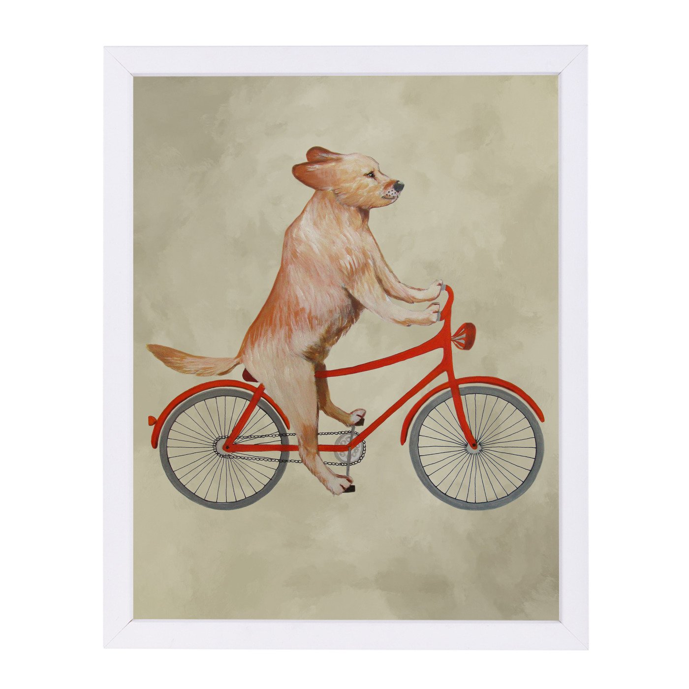 Golden Retriever On Bicycle By Coco De Paris - Framed Print - Americanflat