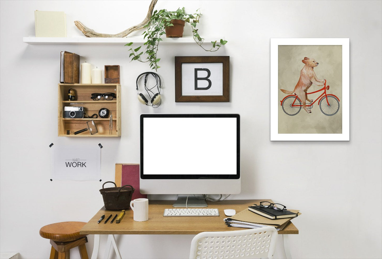 Golden Retriever On Bicycle By Coco De Paris - Framed Print - Americanflat