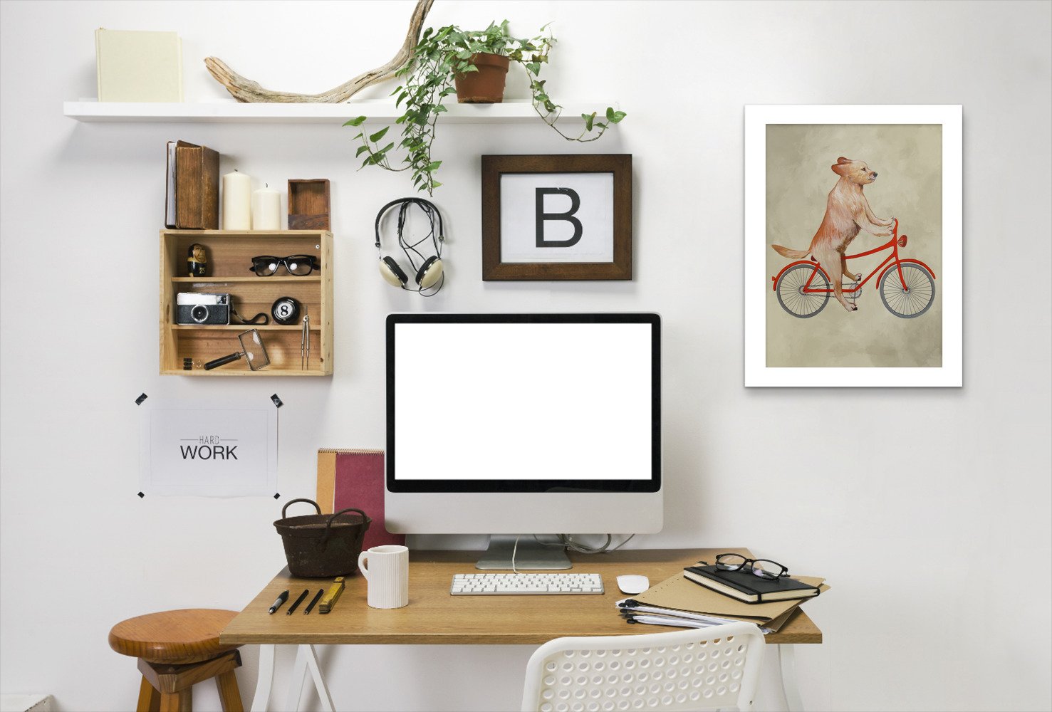 Golden Retriever On Bicycle By Coco De Paris - Framed Print - Americanflat