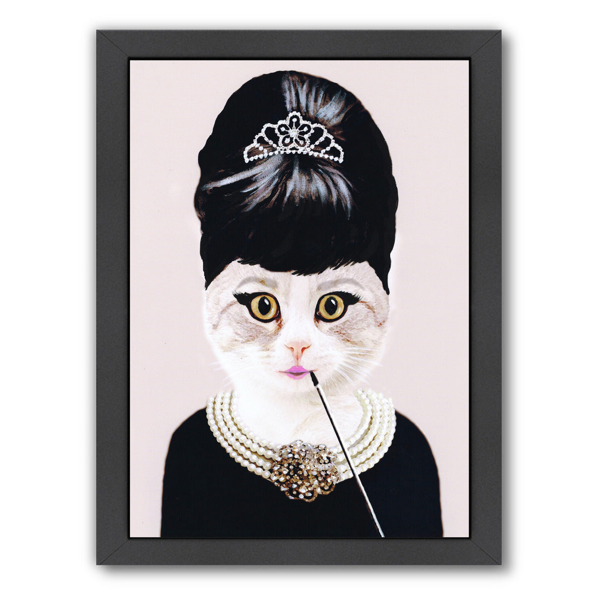 Hepburn Cat By Coco De Paris - Black Framed Print - Wall Art - Americanflat