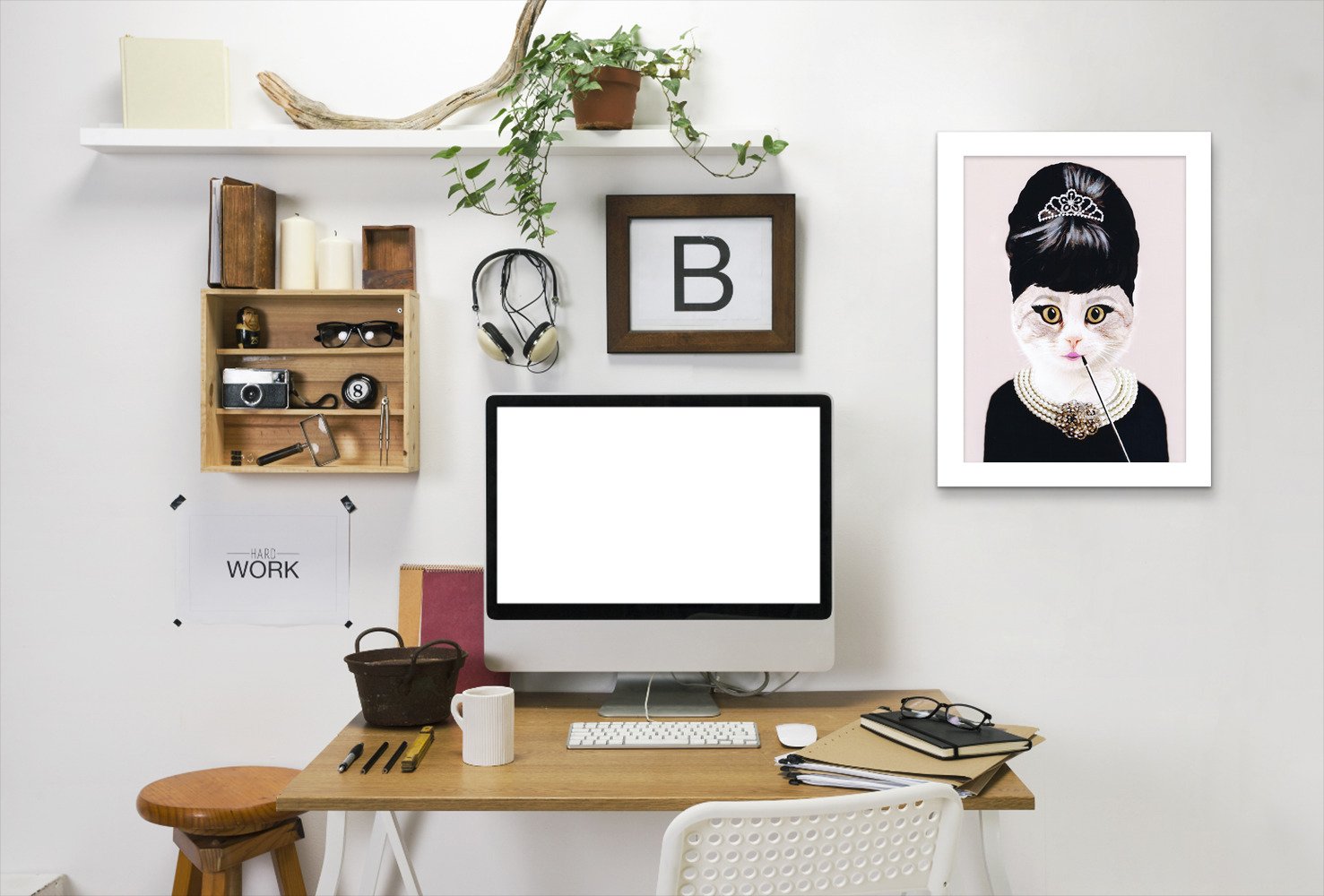 Hepburn Cat By Coco De Paris - Framed Print - Americanflat