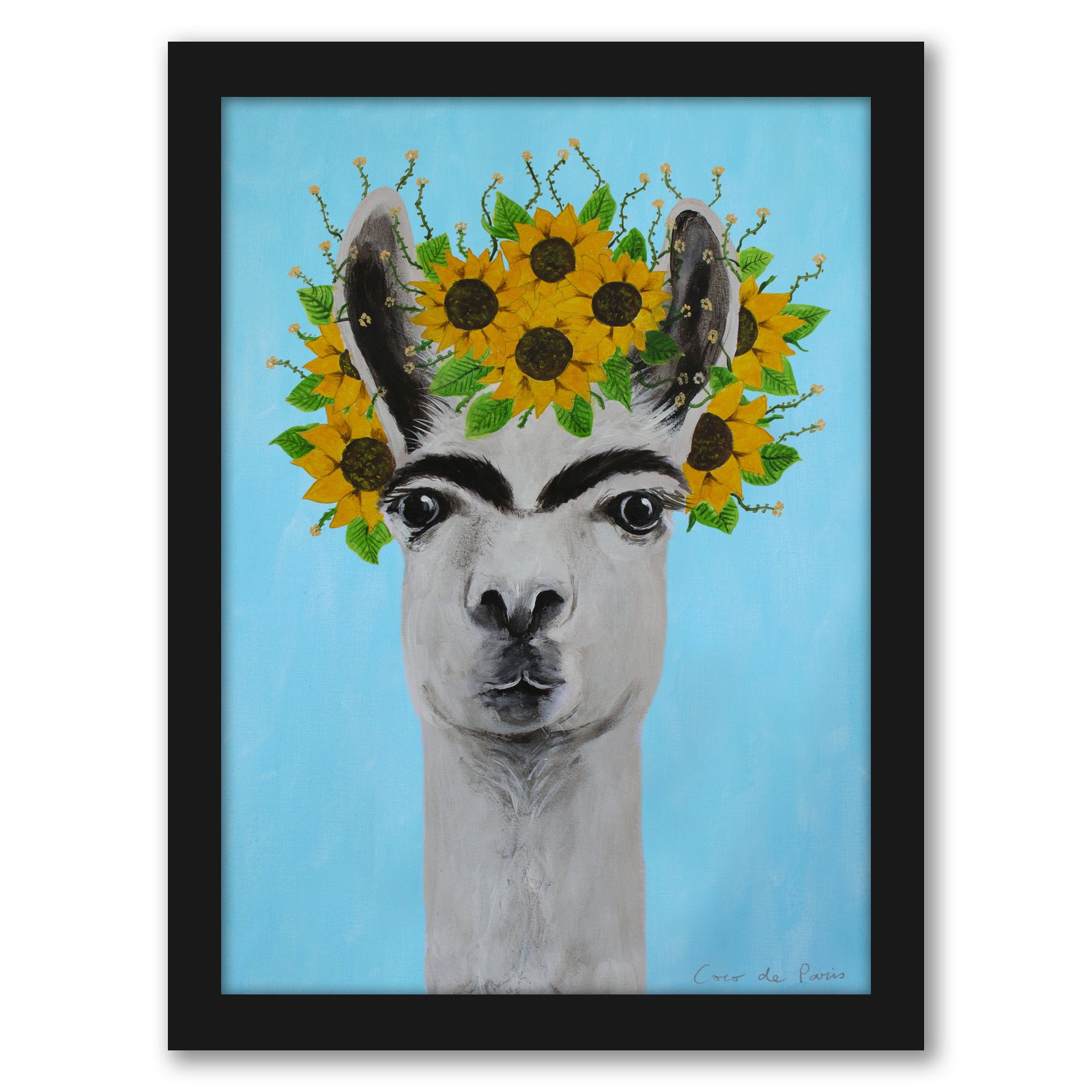 Llama by Coco de Paris - Black Framed Print - Wall Art - Americanflat