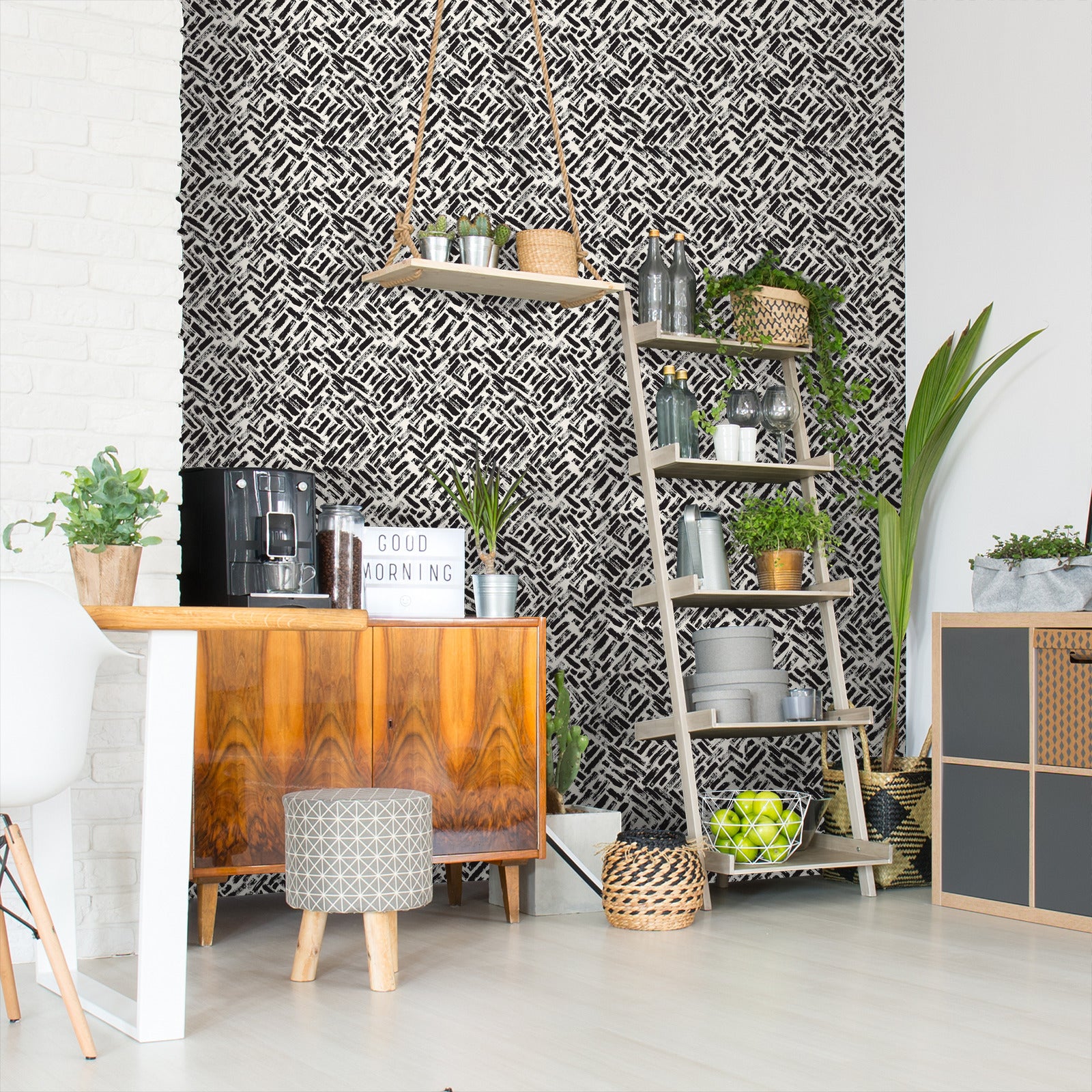 18' L x 24" W Peel & Stick Wallpaper Roll - Abstract Basketweave by DecoWorks - Wallpaper - Americanflat