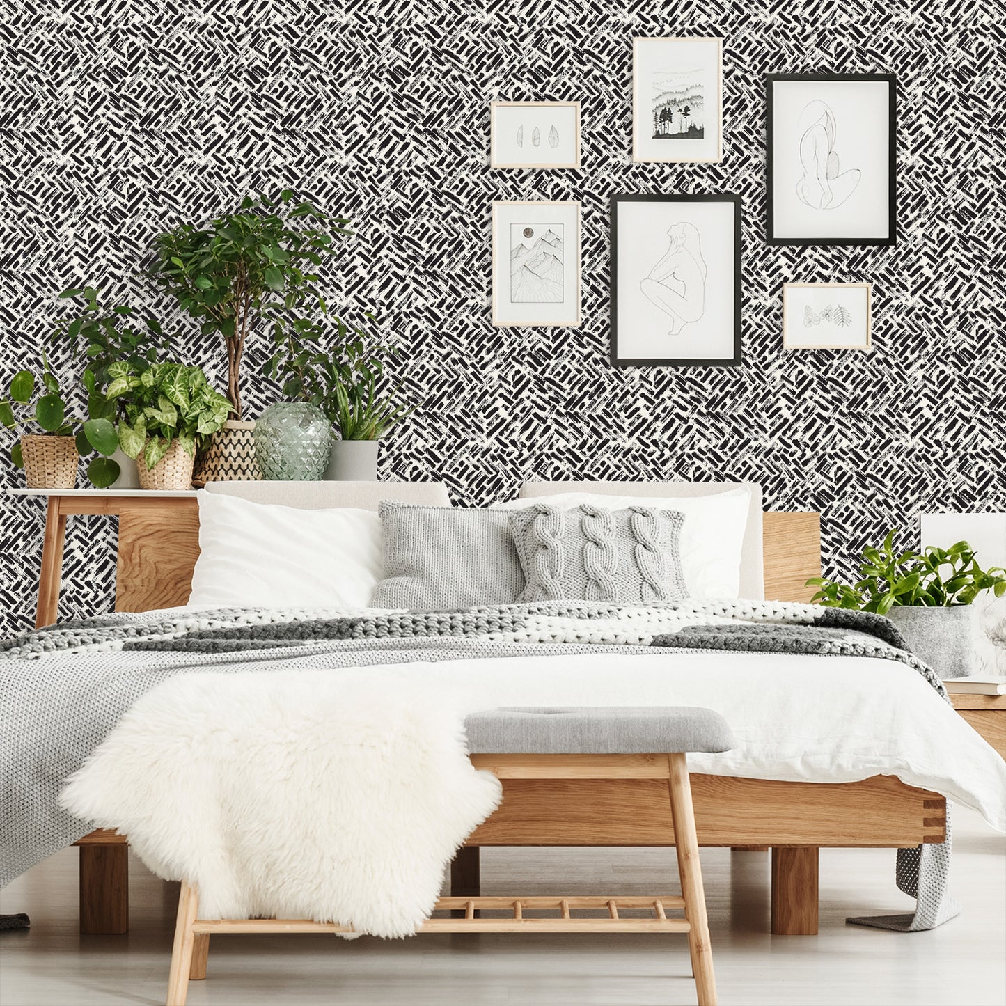 18' L x 24" W Peel & Stick Wallpaper Roll - Abstract Basketweave by DecoWorks - Wallpaper - Americanflat