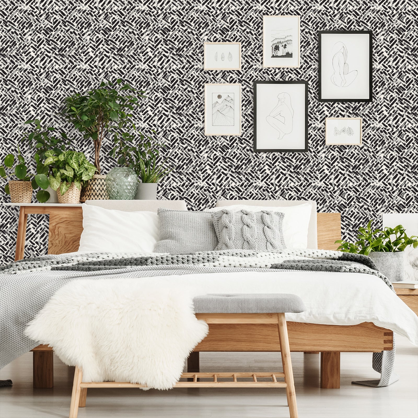 18' L x 24" W Peel & Stick Wallpaper Roll - Abstract Basketweave by DecoWorks - Wallpaper - Americanflat