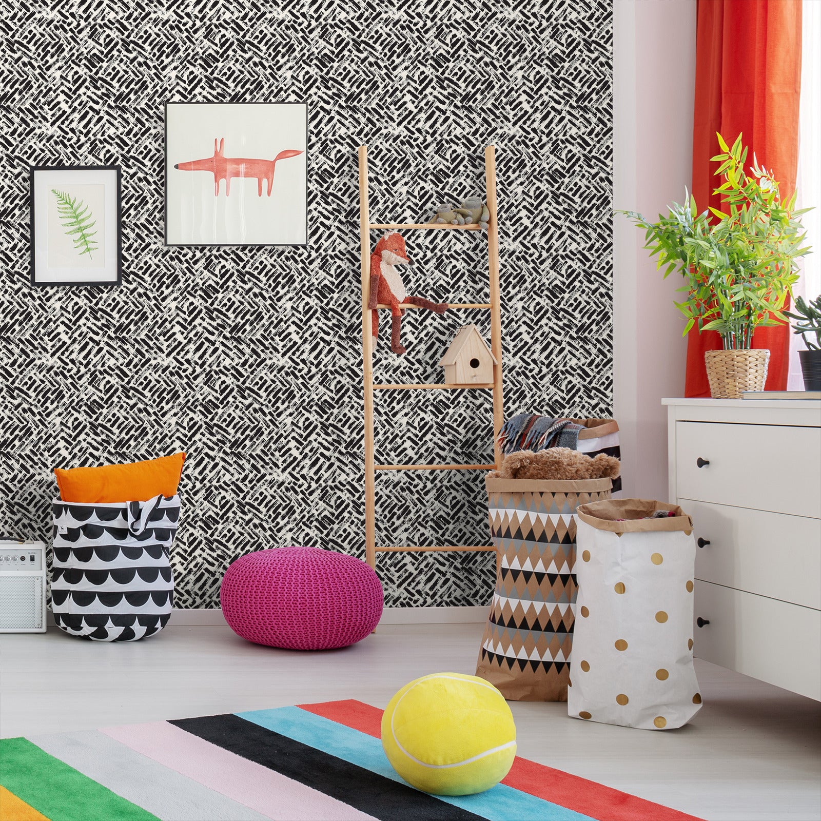 18' L x 24" W Peel & Stick Wallpaper Roll - Abstract Basketweave by DecoWorks - Wallpaper - Americanflat