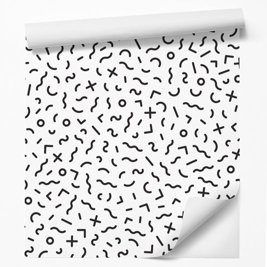 18' L x 24" W Peel & Stick Wallpaper Roll - Modern Squiggles - Wallpaper - Americanflat