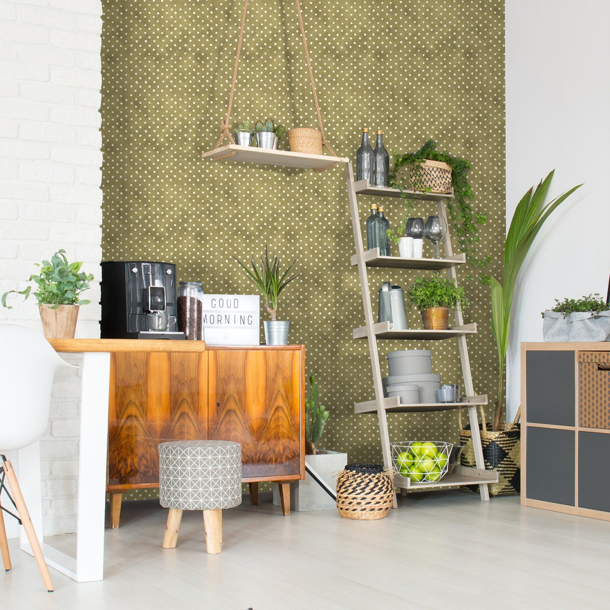 Peel & Stick Wallpaper - Natural Flora Pattern Iva by Wild Apple - Americanflat