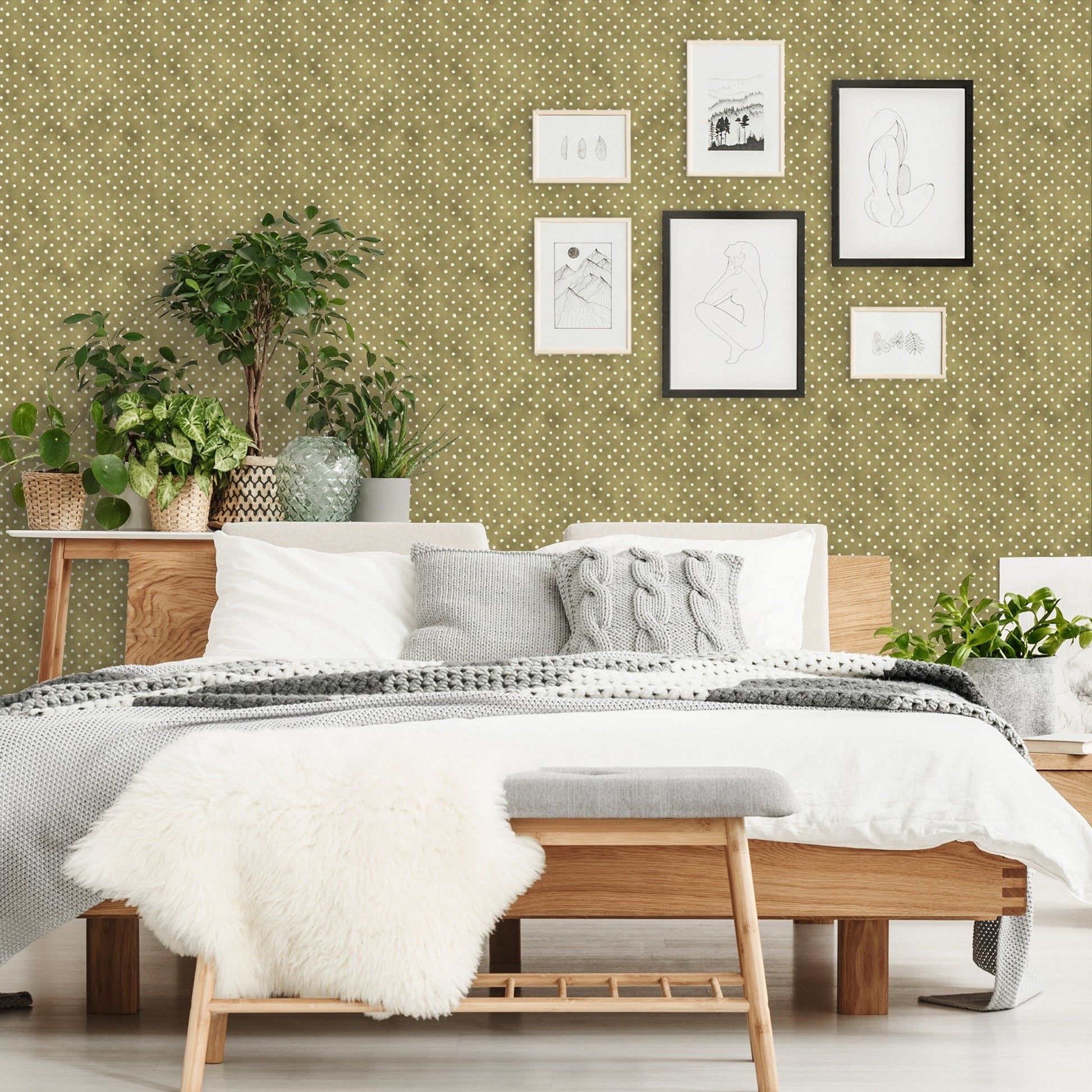 Peel & Stick Wallpaper - Natural Flora Pattern Iva by Wild Apple - Americanflat