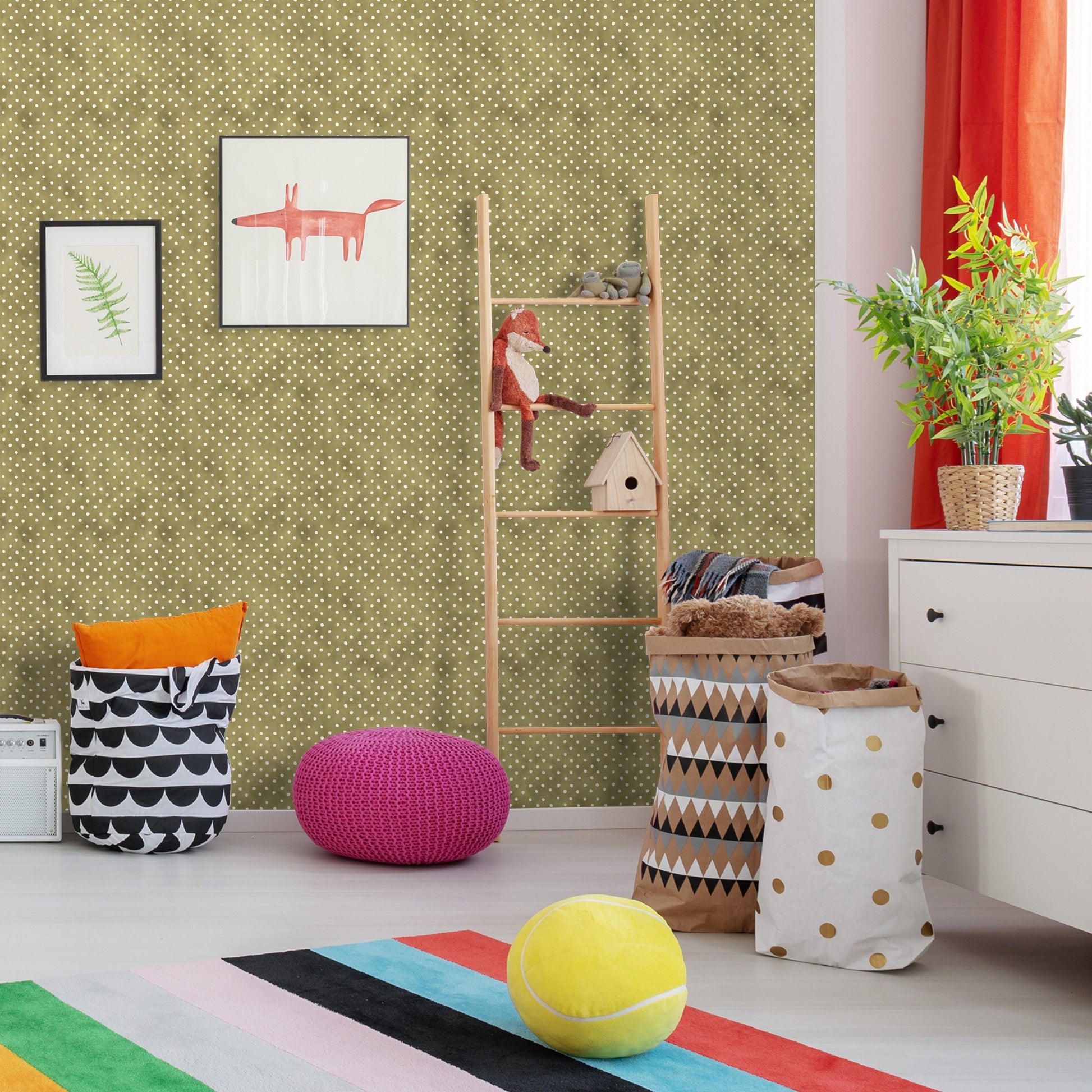 Peel & Stick Wallpaper - Natural Flora Pattern Iva by Wild Apple - Americanflat