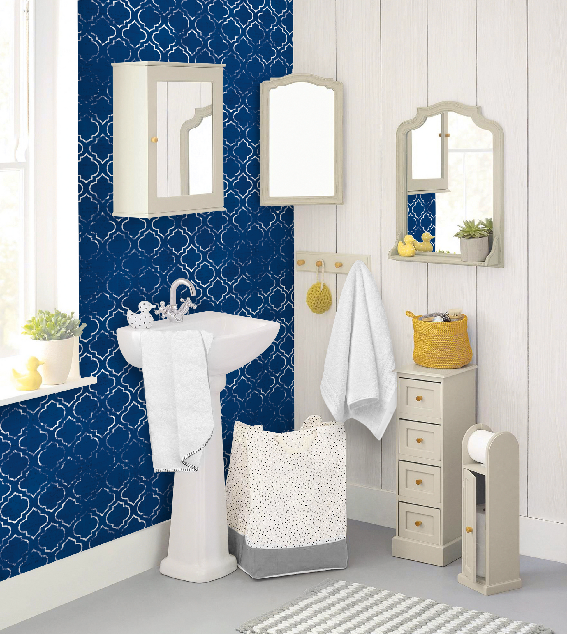 Peel & Stick Wallpaper - Navy Shells Pattern Iib by Wild Apple - Americanflat