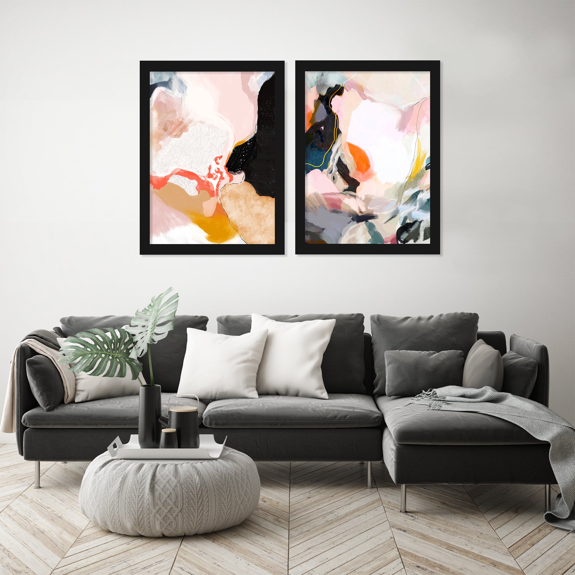 Apricot Dawn By Louise Robinson Wall Art - 2 Piece Framed Print Set - Americanflat
