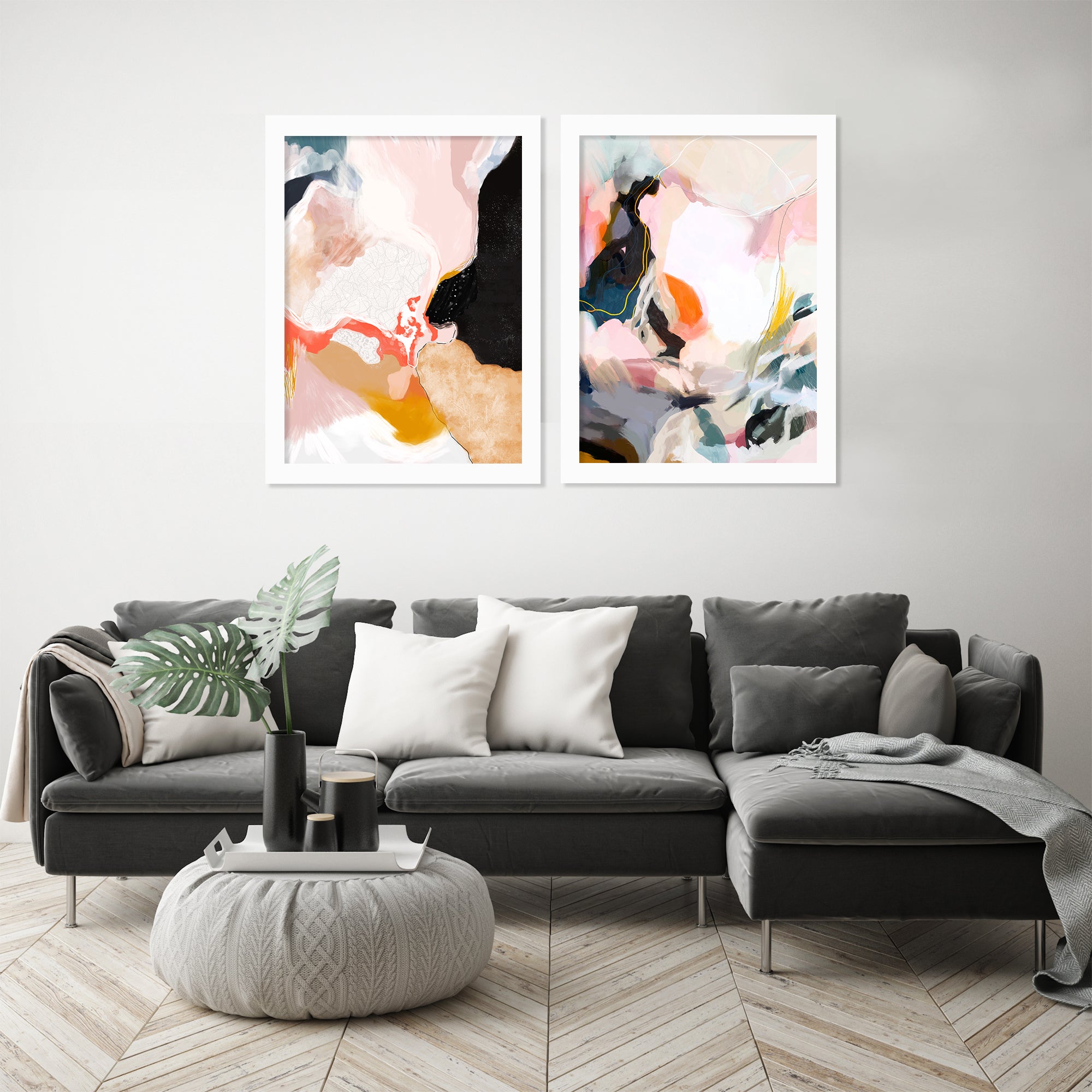 Apricot Dawn By Louise Robinson Wall Art - 2 Piece Framed Print Set - Americanflat