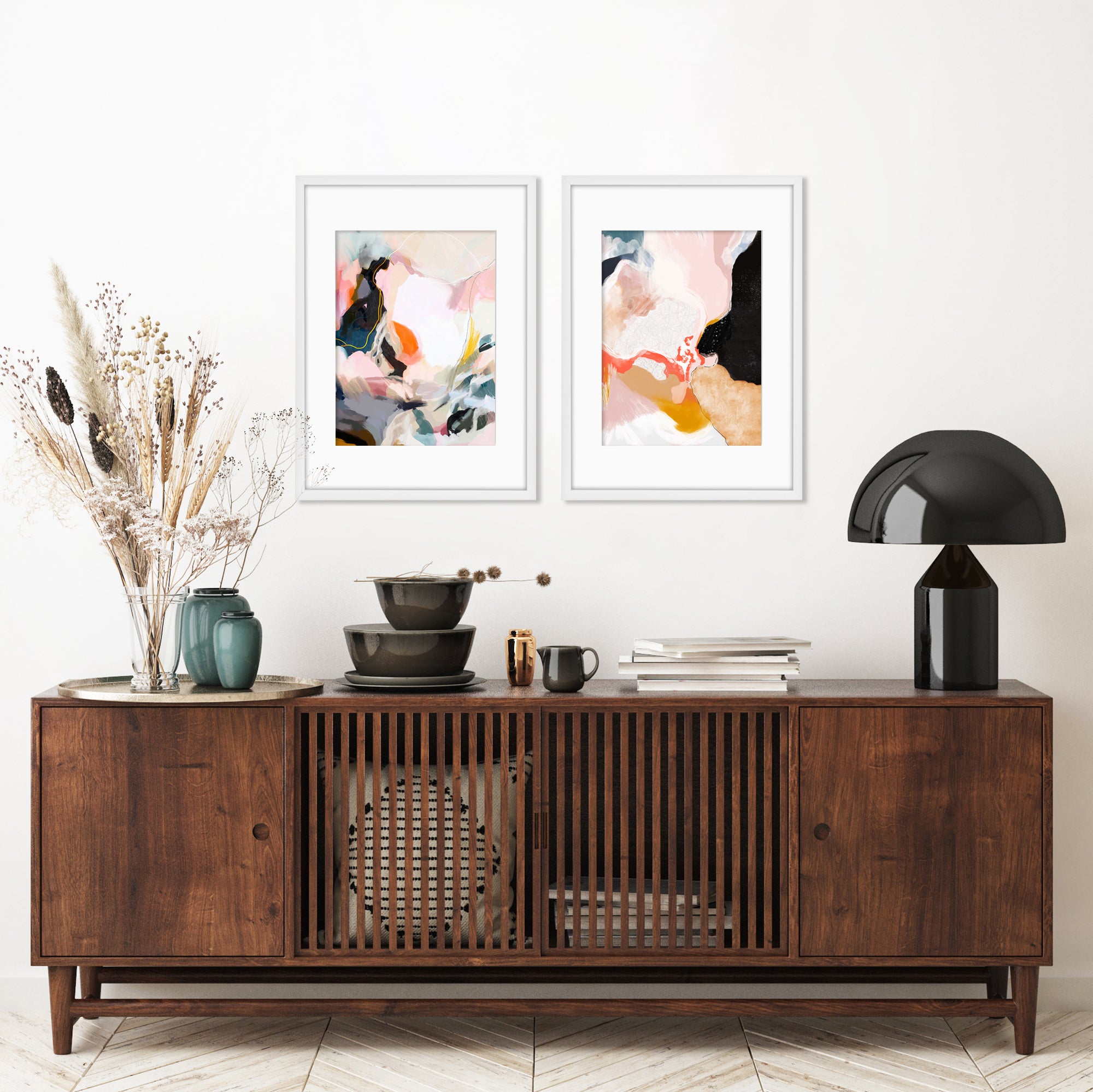 Apricot Dawn By Louise Robinson Wall Art - 2 Piece Framed Print Set - Americanflat