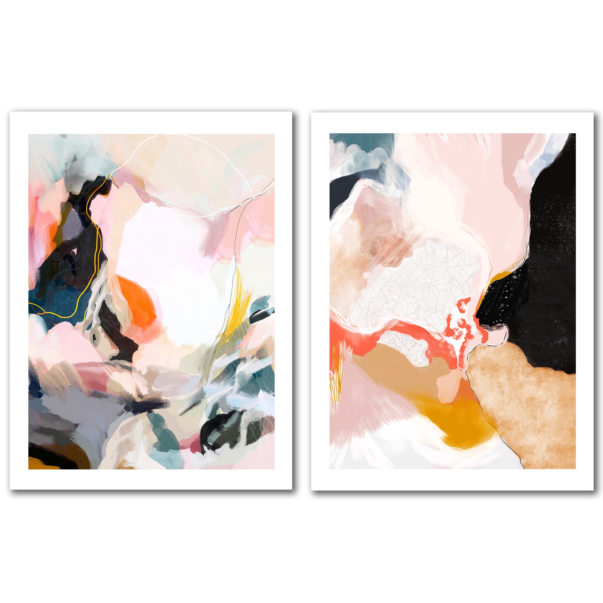 Apricot Dawn By Louise Robinson Wall Art - 2 Piece Framed Print Set - Americanflat