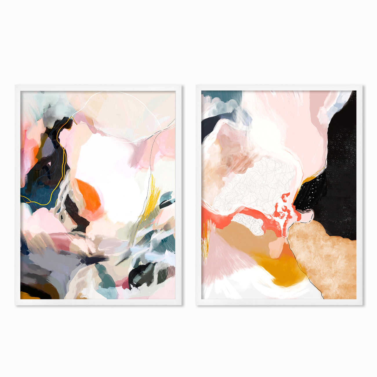Apricot Dawn By Louise Robinson Wall Art - 2 Piece Framed Print Set - Americanflat