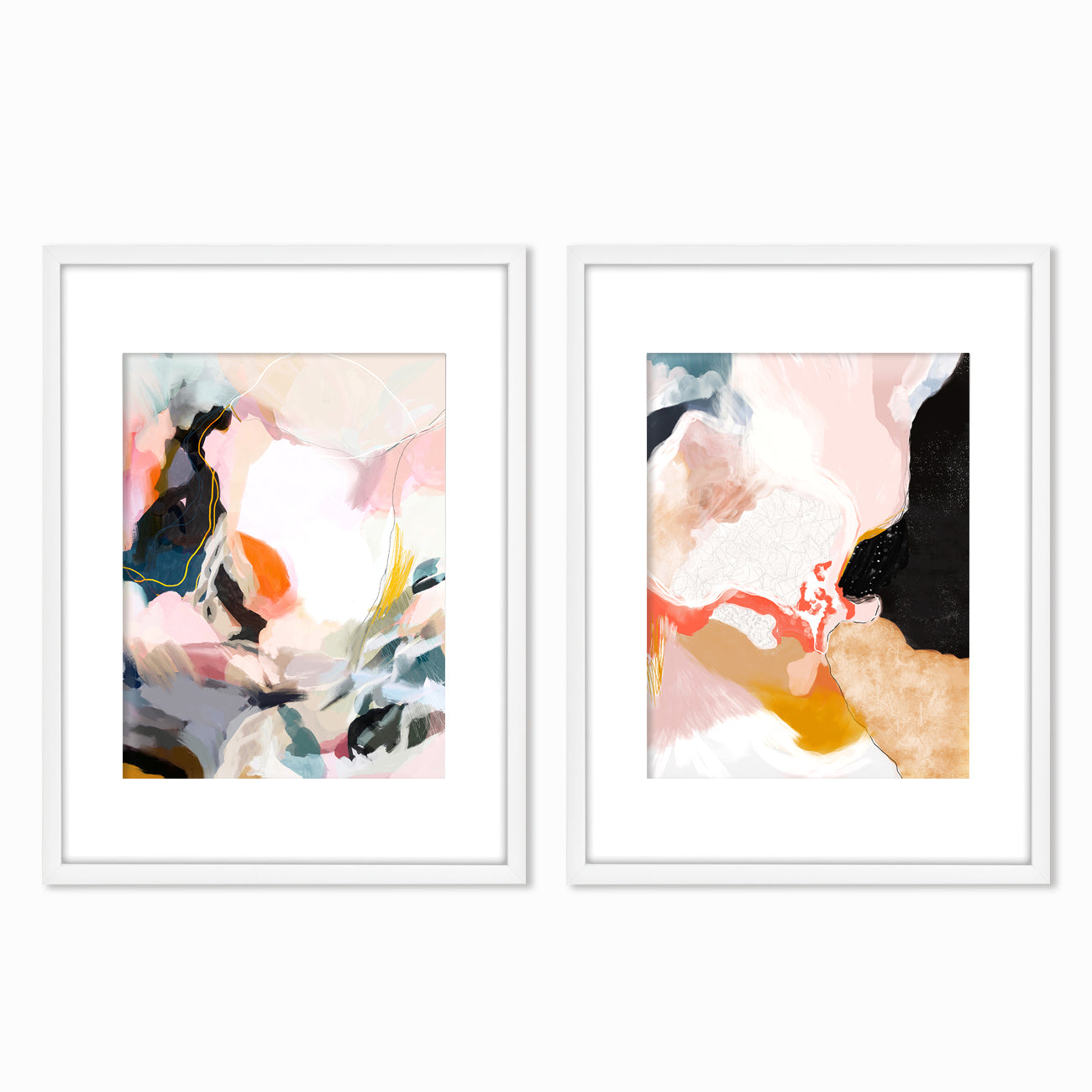 Apricot Dawn By Louise Robinson Wall Art - 2 Piece Framed Print Set - Americanflat