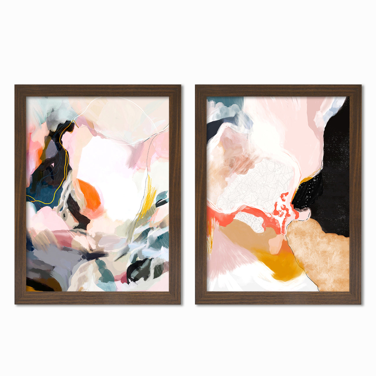 Apricot Dawn By Louise Robinson Wall Art - 2 Piece Framed Print Set - Americanflat