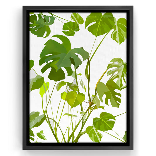 Monstera by Louise Robinson Modern Wall Art Decor - Floating Canvas Frame