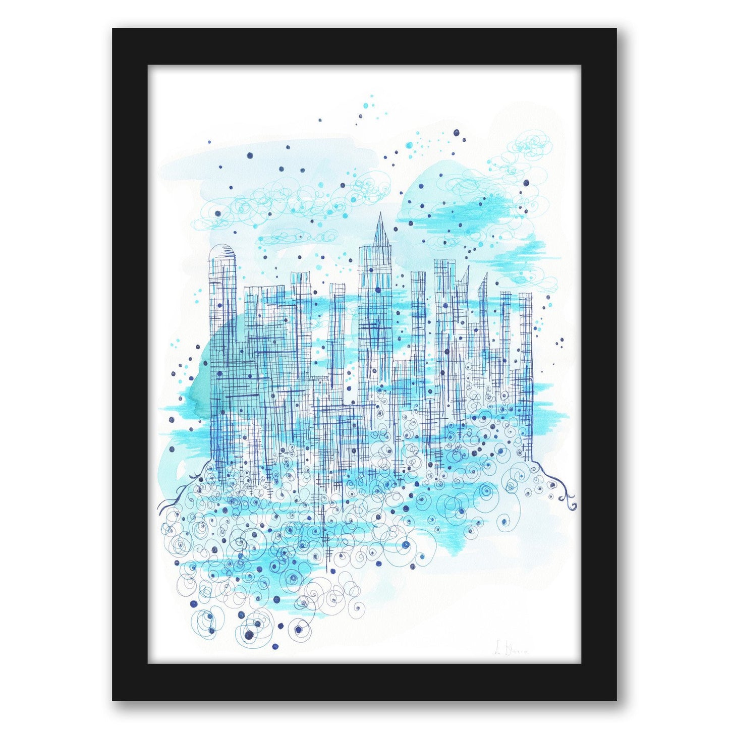 Blue City by Dreamy Me - Black Framed Print - Wall Art - Americanflat