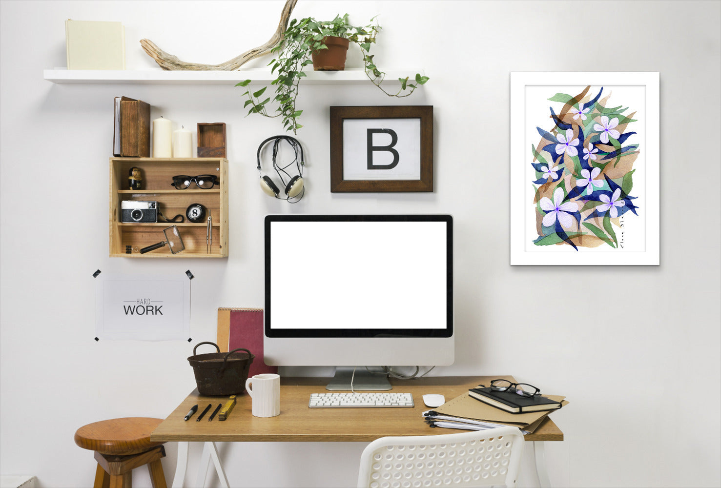 Granny Blue by Dreamy Me - White Framed Print - Wall Art - Americanflat