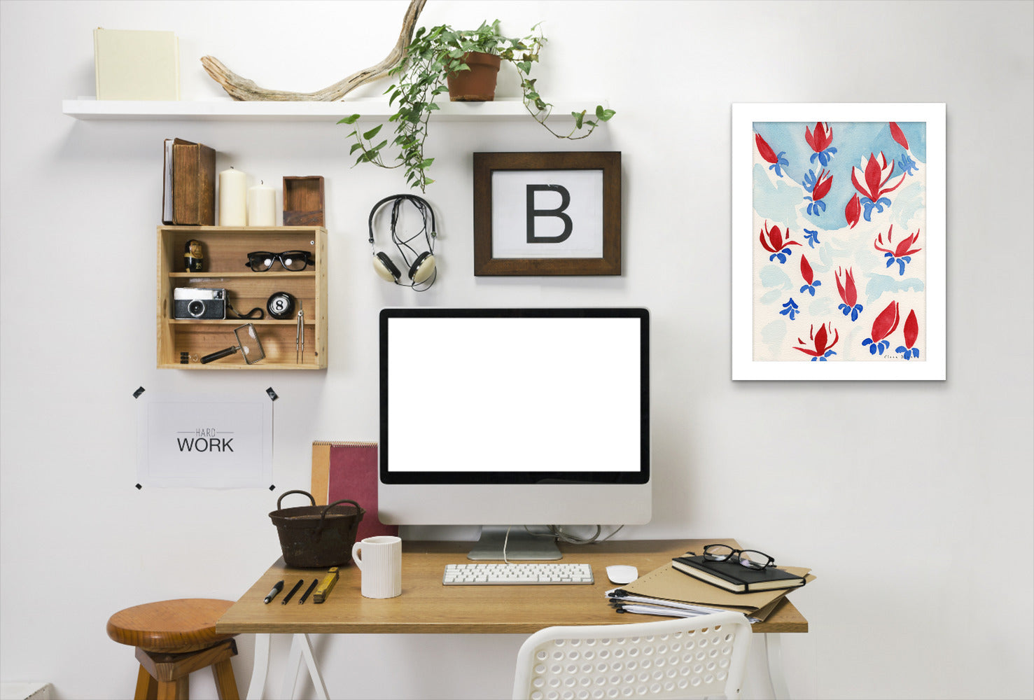 Red Magnolias by Dreamy Me - White Framed Print - Wall Art - Americanflat