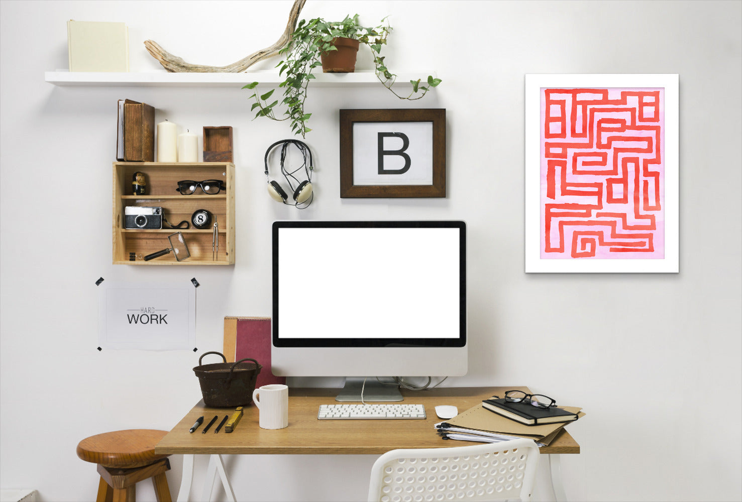 Red Maze by Dreamy Me - White Framed Print - Wall Art - Americanflat