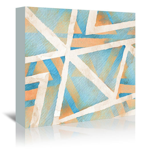 Blue Geometric With Orange by Tanya Shumkina - Wrapped Canvas - Wrapped Canvas - Americanflat