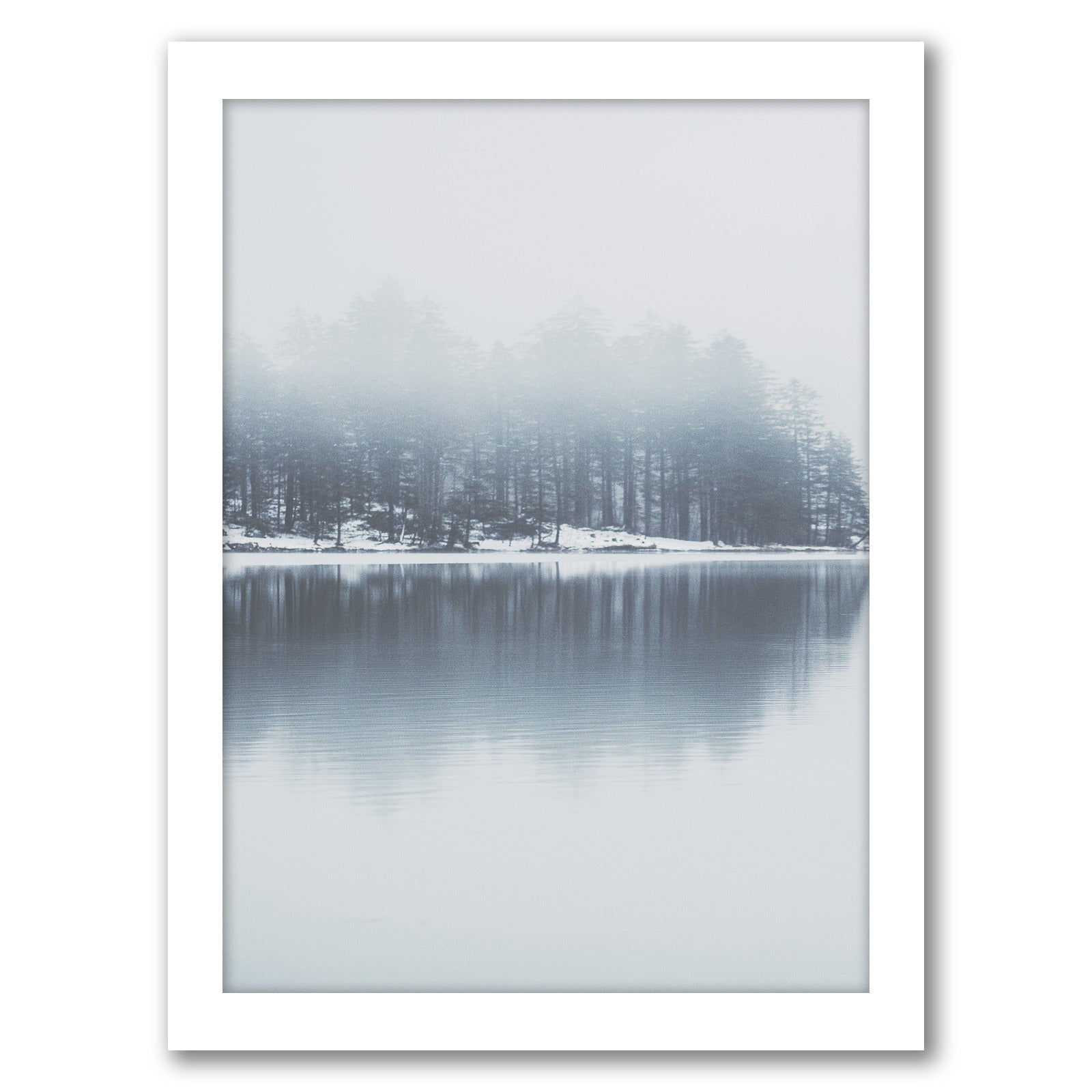 Trees On Lake by Tanya Shumkina - White Framed Print - Wall Art - Americanflat