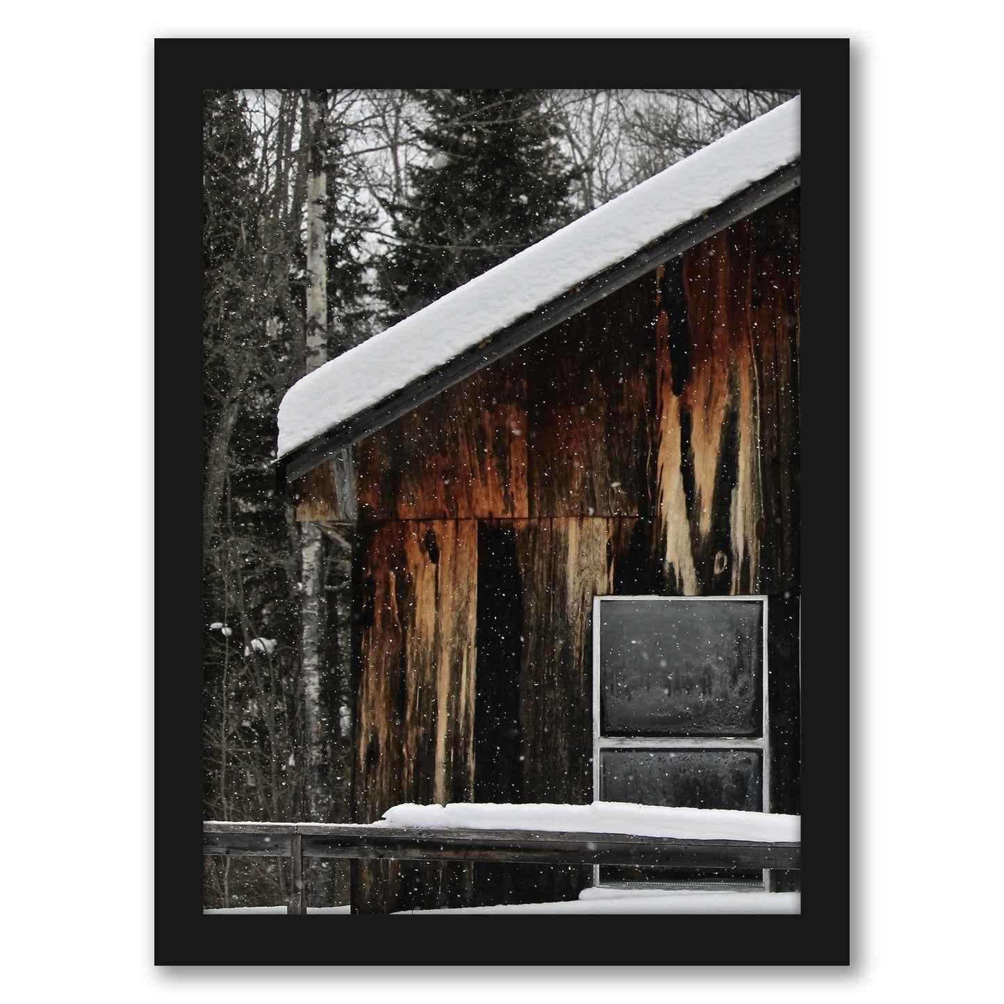 Barn In Snow by Tanya Shumkina - Black Framed Print - Wall Art - Americanflat