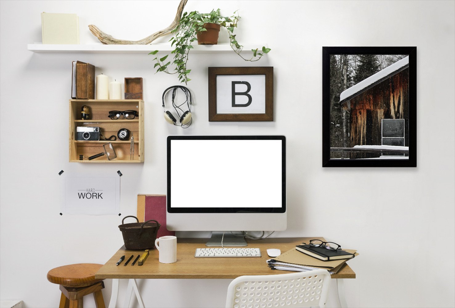 Barn In Snow by Tanya Shumkina - Black Framed Print - Wall Art - Americanflat
