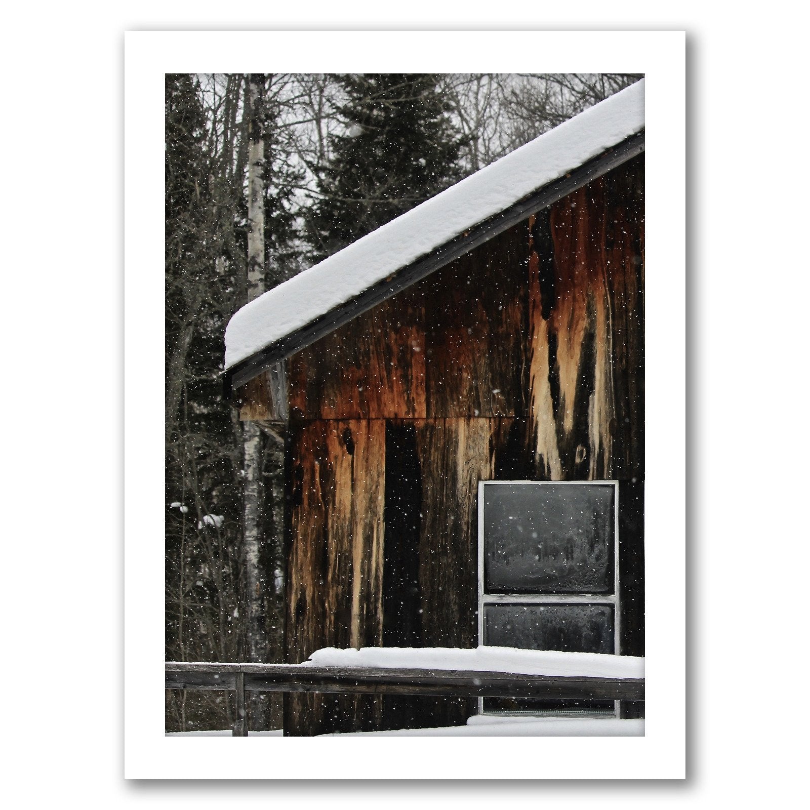 Barn In Snow by Tanya Shumkina - White Framed Print - Wall Art - Americanflat