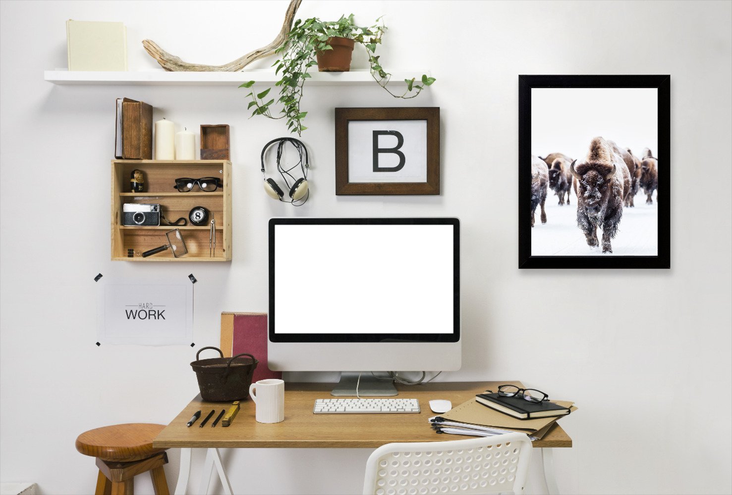 Bison Wall Art by Tanya Shumkina - Black Framed Print - Wall Art - Americanflat