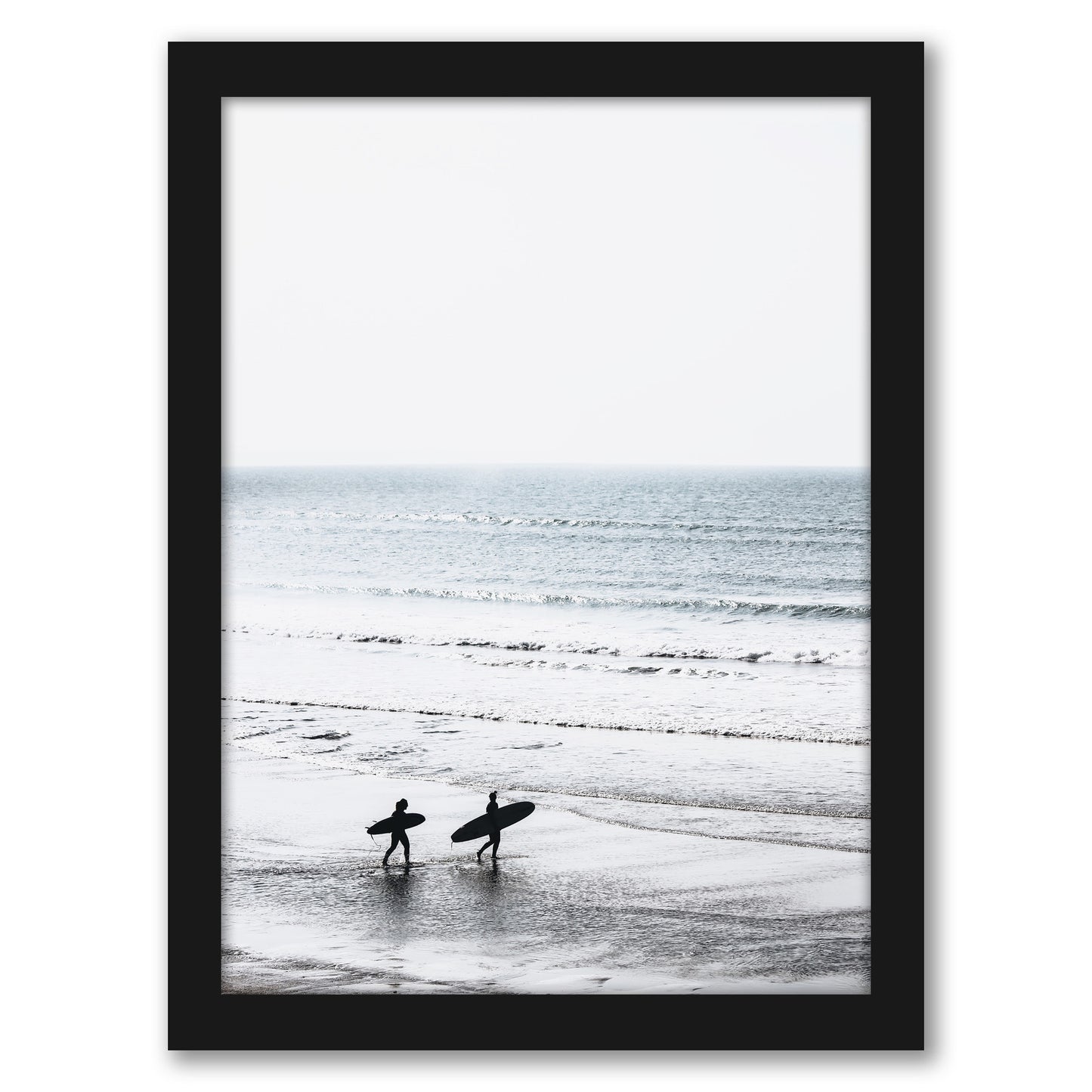 Two Surfers On The Beach by Tanya Shumkina - Black Framed Print - Wall Art - Americanflat
