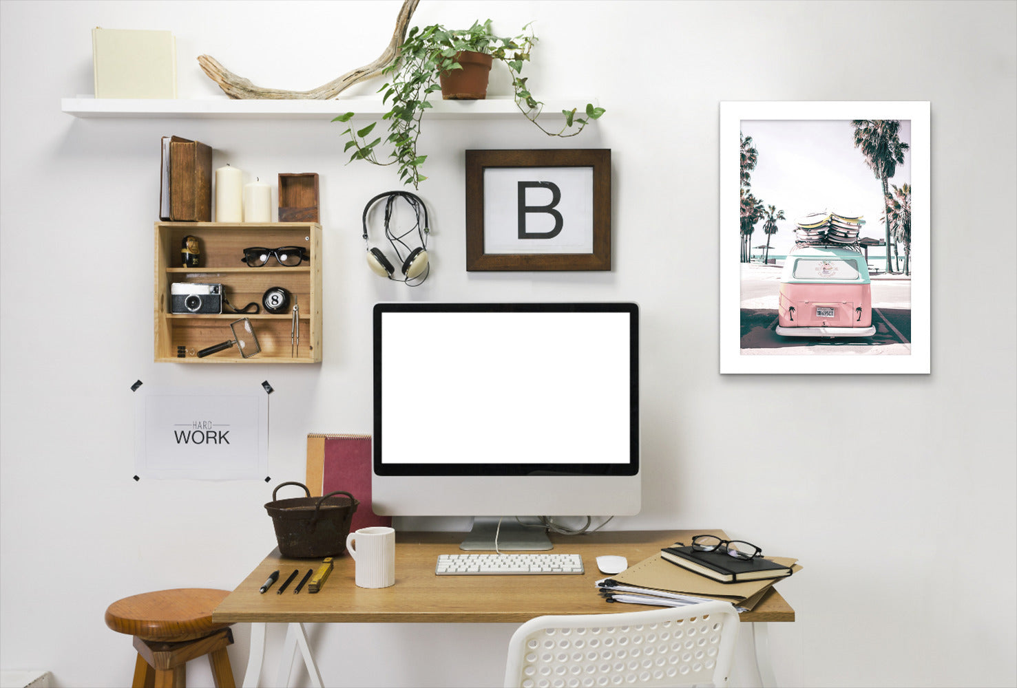 Retro Bus by Tanya Shumkina - White Framed Print - Wall Art - Americanflat