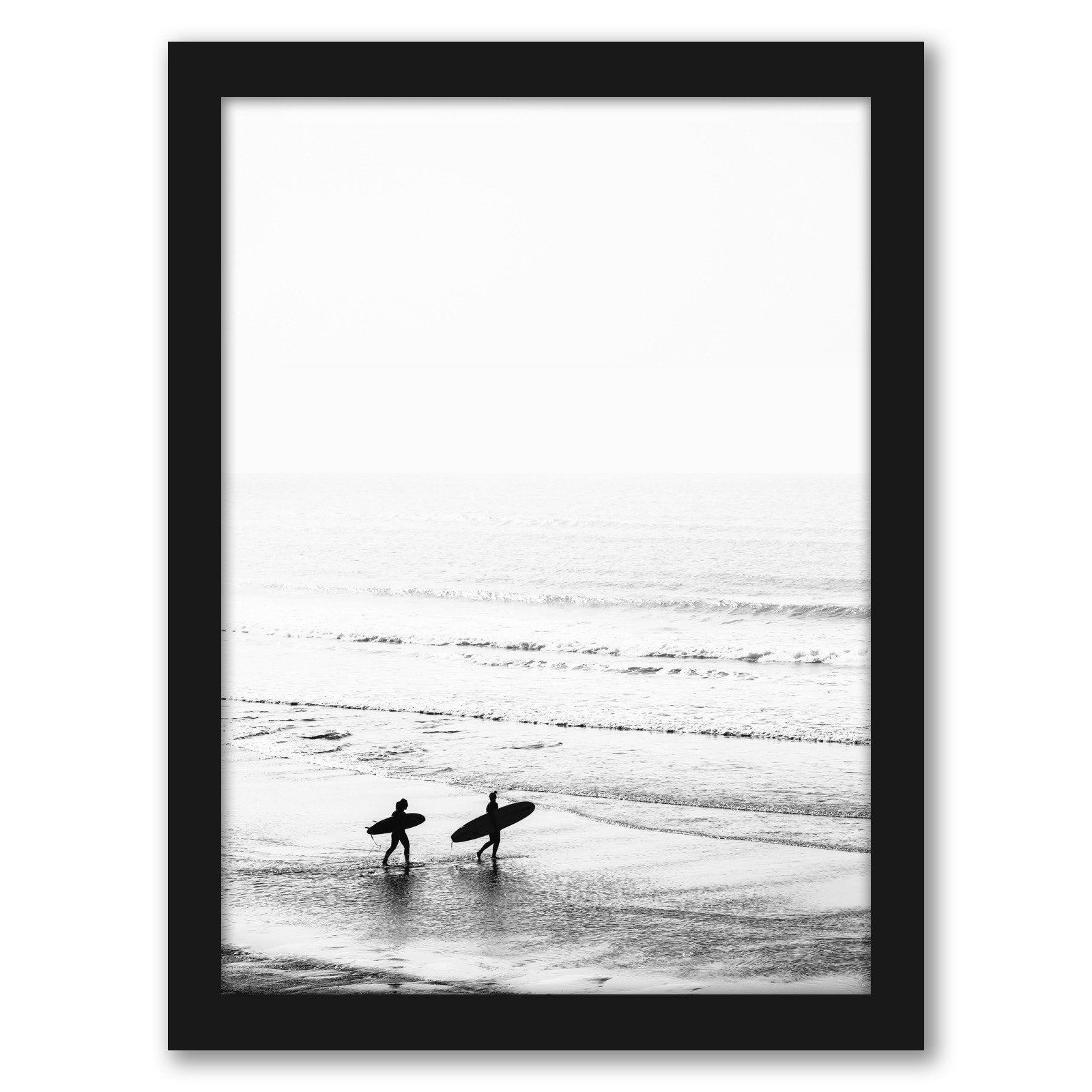 Black White Surfing by Tanya Shumkina - Black Framed Print - Wall Art - Americanflat