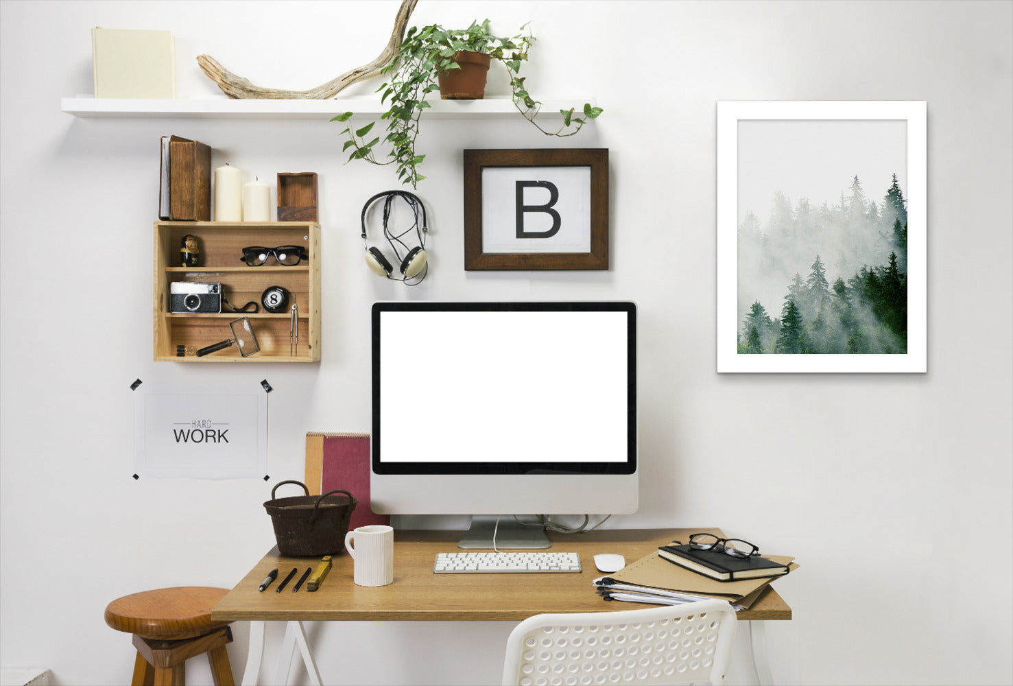 Green Scandinavian Spruce by Tanya Shumkina - White Framed Print - Wall Art - Americanflat