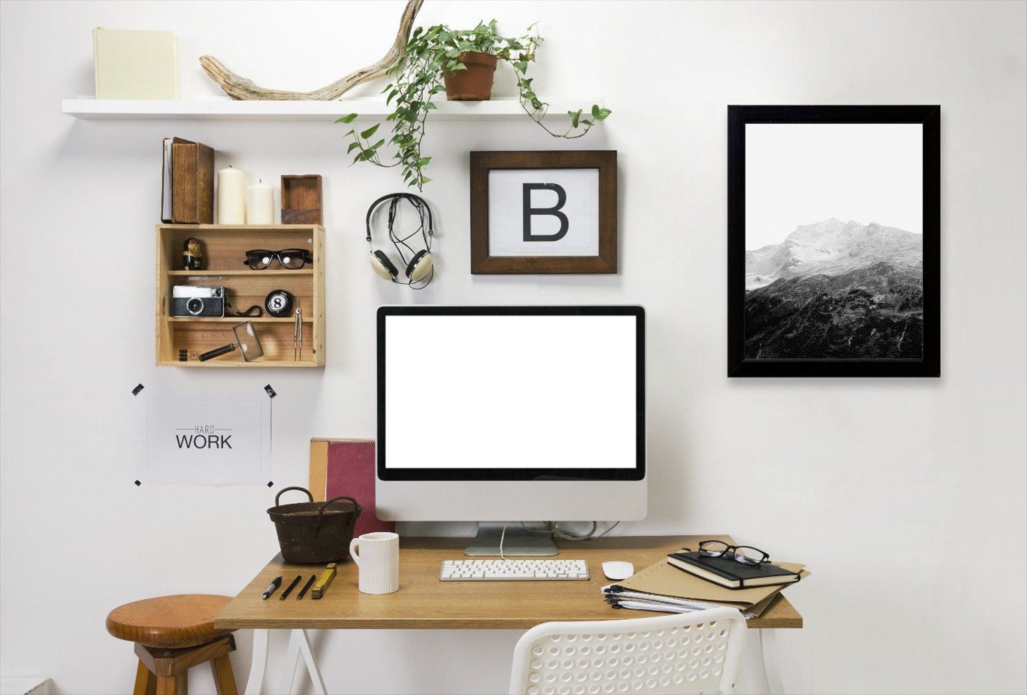 Black White Mountain Landscape by Tanya Shumkina - Black Framed Print - Wall Art - Americanflat
