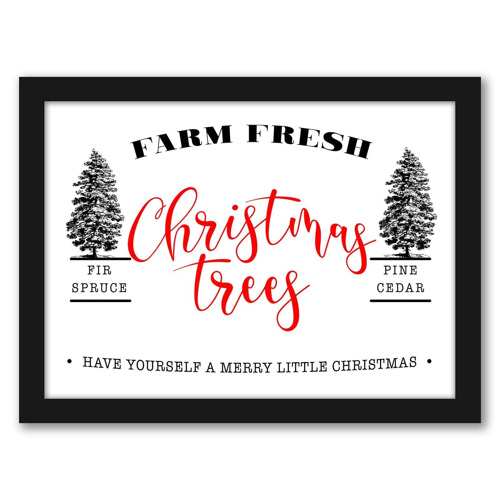 Christmas Trees Farm Fresh by Tanya Shumkina - Black Framed Print - Wall Art - Americanflat