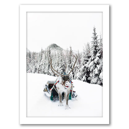 Reindeer And Snowy Forest Trees by Tanya Shumkina - Framed Print - Americanflat
