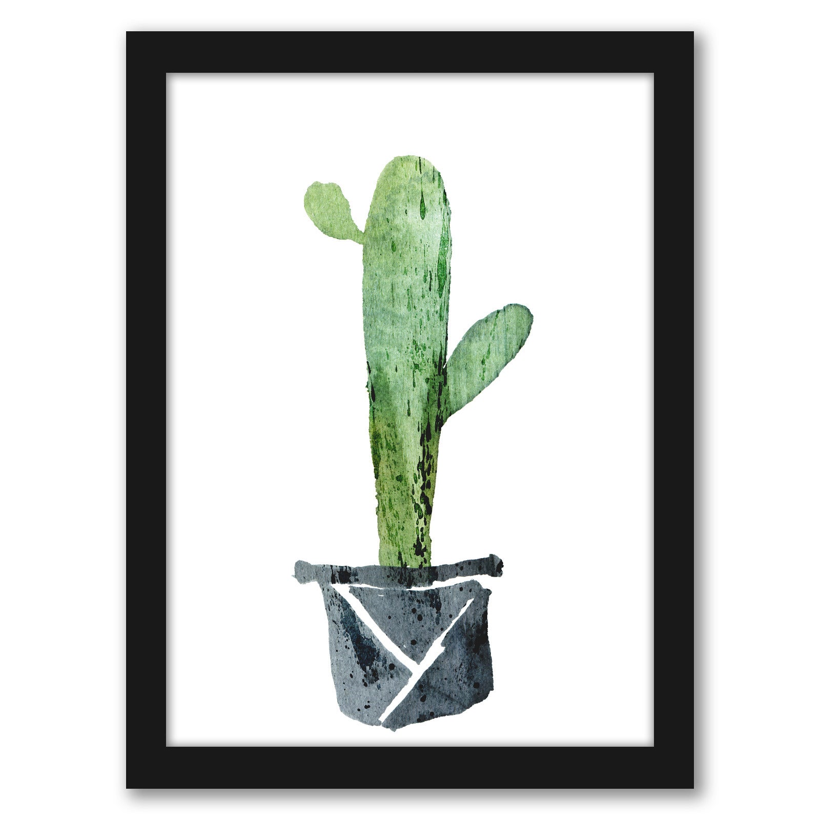 Cactus In Black Pot by Tanya Shumkina - Black Framed Print - Wall Art - Americanflat